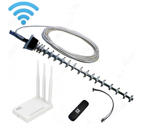 3G/ 4G комплект 21 dB с USB модемом и Wi-Fi роутером 3G/ 4G комплект 21 dB с USB модемом и Wi-Fi роутером