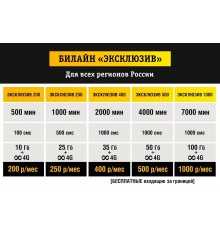 Билайн Ключевой 200/ 250/ 400/ 500/ 1000 руб/мес