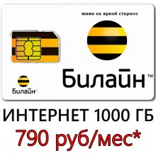 Безлимитный Интернет Билайн 790* руб/мес. 1000 ГБ