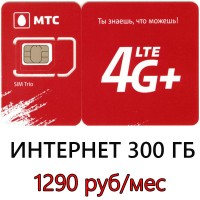 МТС 300 ГБ (безлимит) в мес. 1290 руб/мес.